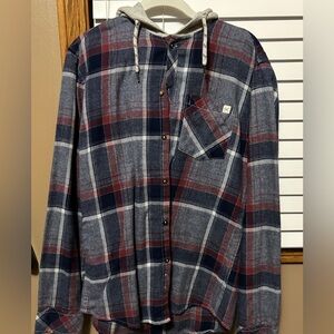 Plaid Hooded Shirt Jacket (M)